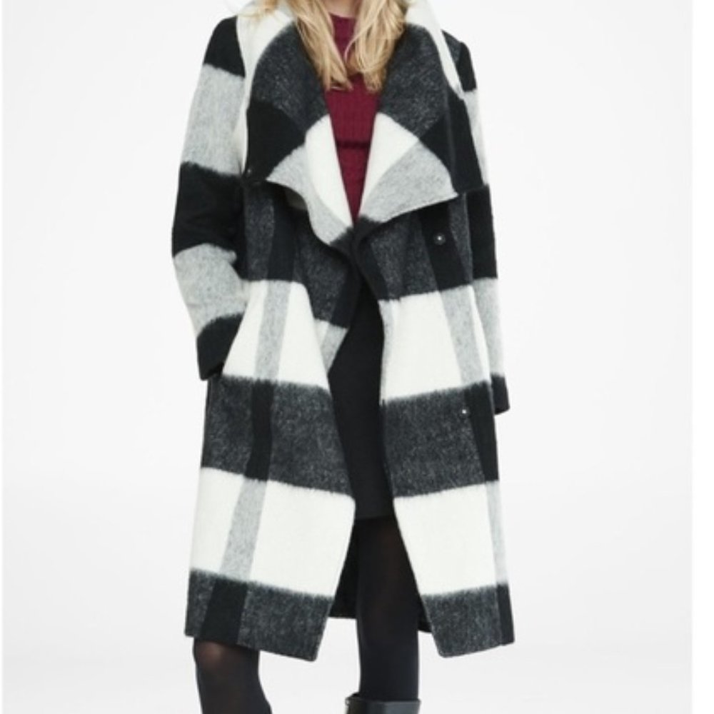 Express wool blend oversized plaid buffalo check coat